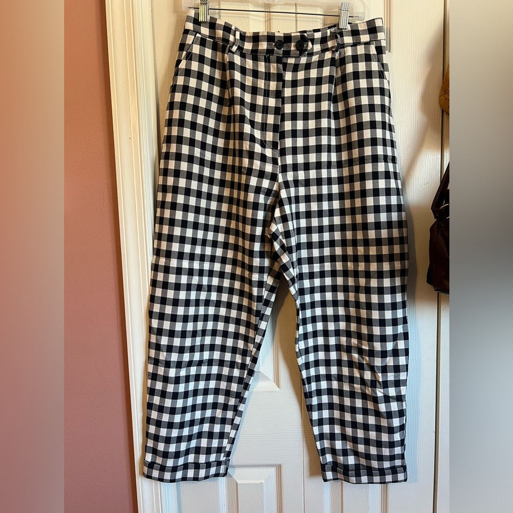 Topshop navy and white checkered pants sz 12